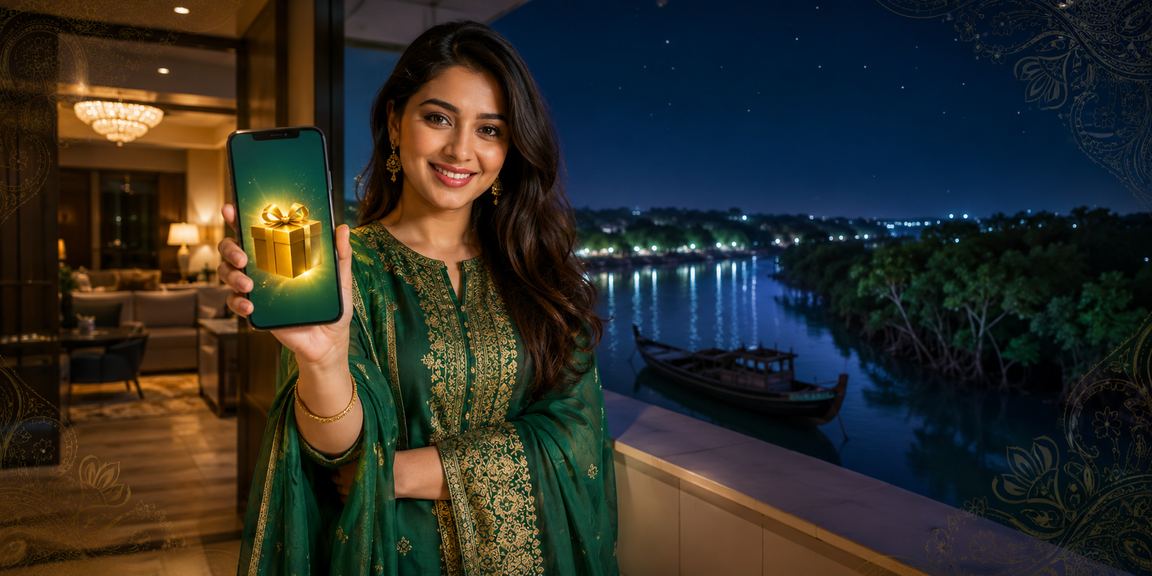 সুন্দরবনের পটভূমিতে বাংলাদেশি মডেল মোবাইলে 298 ক্যাসিনো অ্যাপ ব্যবহার করছেন